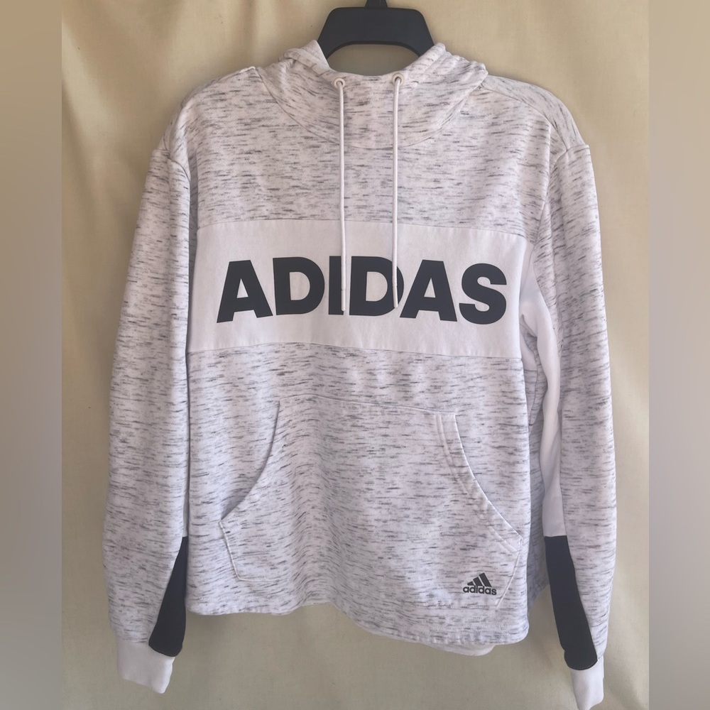 Adidas hoodie size L  white/ black perfect condition